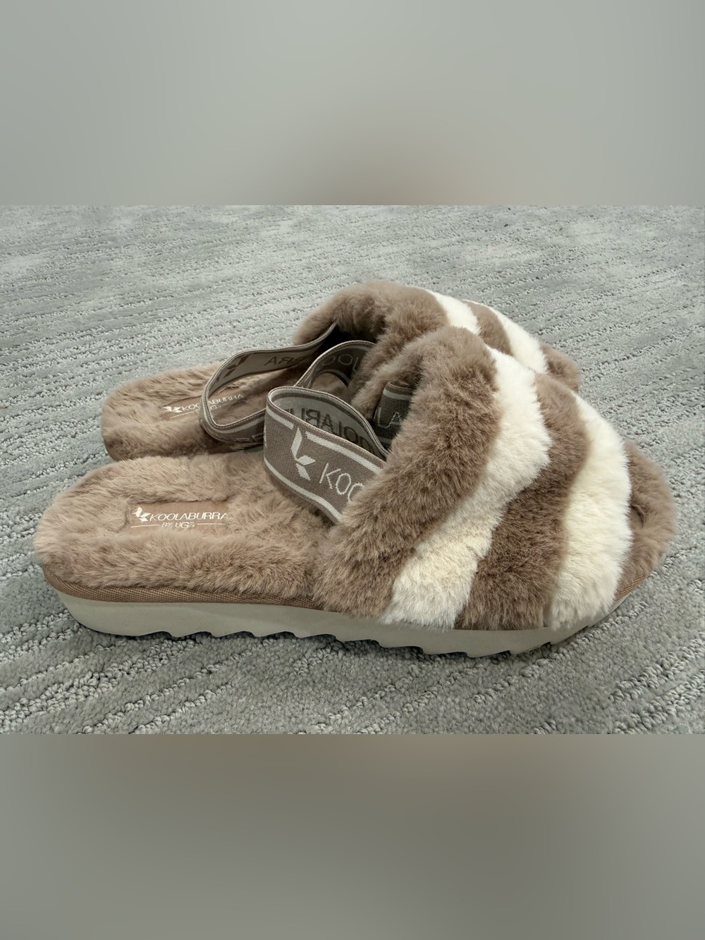 Koolaburra by UGG Faux Fur Slingback Sandals Beige Cream Size 8